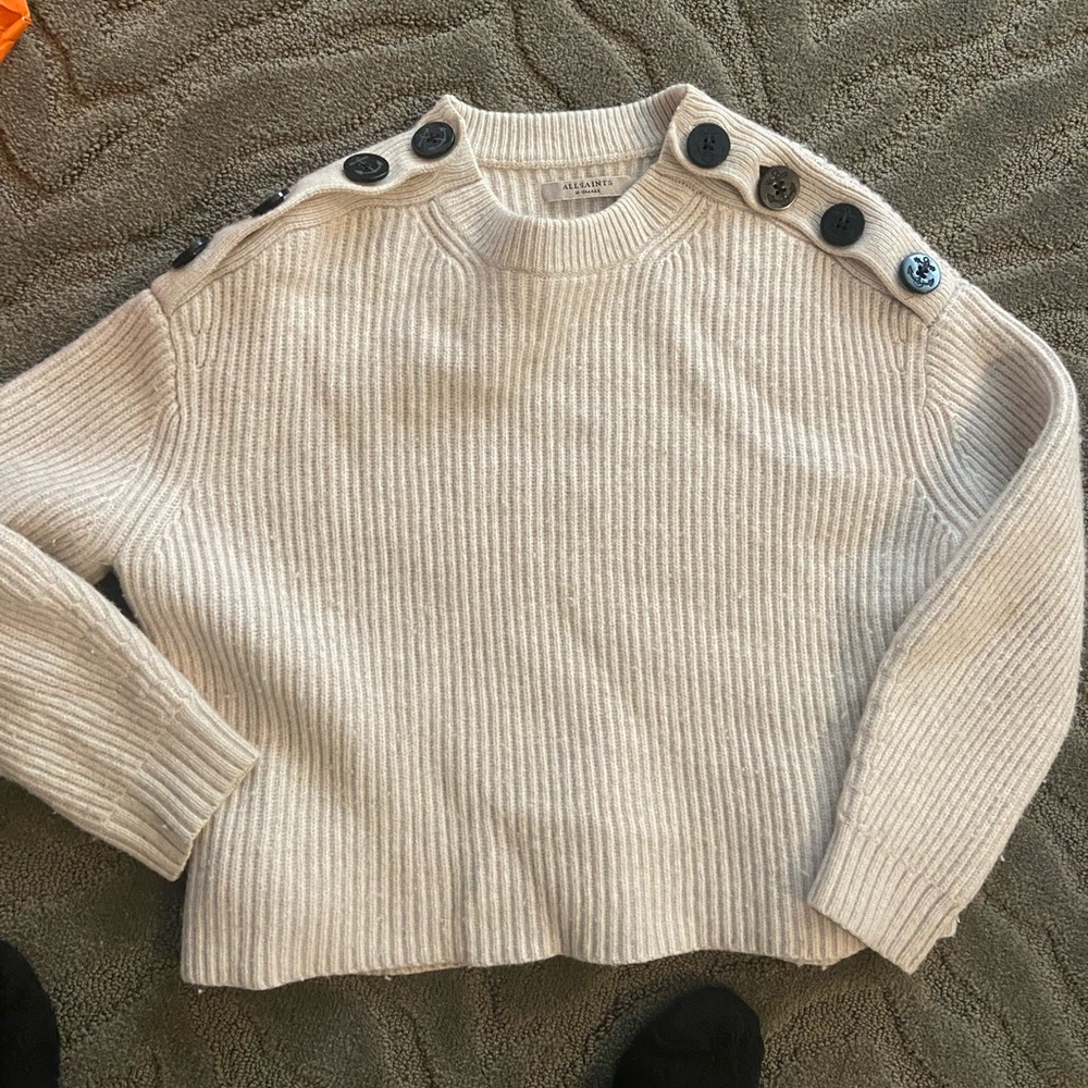 All saint thick beige/grey sweater
